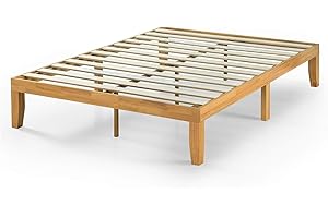 ‎ZINUS Zinus Moiz Bett 140x200 cm - Höhe 35 cm mit Stauraum unter dem Bett - Holzplattformbettrahmen mit Holzlattenrost - Natural Brown