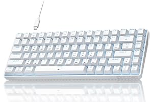 TMKB TECHNOLOGY MECHANICAL KEYBOARD TMKB T84SE Tastiera Meccanica, Layout QWERTY US, Tastiera Gaming a 84 Tasti con LED Blu, N-Key Rollover Blue Switch per PC Windows/Mac OS, Bianco