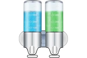 GONICVIN Naścienny dozownik mydła, podwójna komora, dozownik szamponu i odżywki, dozownik prysznica z pojemnikami do wielokrotnego napełniania, dozownik żelu pod prysznic do łazienki, kuchni, hotelu (1000 ml)