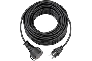 Brennenstuhl Cable alargador de Goma de Calidad de 10 m (IP44, Cable para Exteriores) Negro