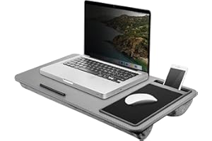 Youyijia Laptop Tray 57.5x30.5x6cm Stand Lap Desk for Laptop Cushion, Bed and Sofa, Grey