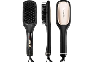 KotiCidsin Brosse Lissante, Brosse Chauffante Lissante avec Ecran LED, 10 secondes chauffe ultra rapide, 100-230°C, Céramique, Anti-brûlure, arrêt automatique, Noir