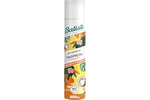 Batiste Dry Shampoo in Tropical 200ml, Coconut & Floral Fragrance, No Rinse Spray to Refresh Hair in Between Washes
