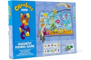 RMS INTERNATIONAL Cbeebies Wooden Magnetic Fishing Game & Flash Cards Sea Life Educational Childrens Game 3+ Years Gift for Boys & Girls