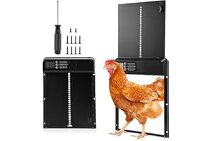 LUQIXCEY Automatic Chicken Coop Door, Electric Chicken Coop Door Timer Control Opener/close, IP 45 Waterproof & LED Display, Automatic Intelligent Anti-Pinch Design, Aluminum Door for Poultry
