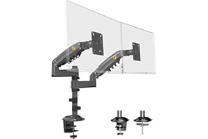NB North Bayou Deux Support Ecran PC, Support de Moniteur avec Ressort à Gaz pour 2 Ecrans 17-27", Max 9KG, VESA 75/100 Bras de Moniteur H180