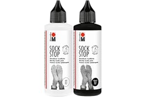 Marabu 1722000000080-Sock Stop, 2x 90 ml en Noir et Blanc, Peinture antidérapante caoutchouteuse à Base d'eau (Pas de Latex), pour Les Textiles pour Une Bonne adhérence sur Les sols Lisses