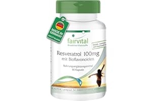 Fairvital | Resvératrol 100mg avec Bioflavonoïdes - Hautement bioactif avec de la rutine, de l'OPC et de la quercétine - 90 gélules