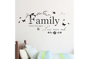 LIQIQI Adesivi Murali, Wall Stickers, Carta da Pareti "Family" Farfalle e uccellino Che Volano Nel Vento Decorazione Murali da Parete | Adesivi da Parete Removibili Camera da Letto Soggiorno Bambini