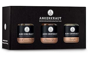 ‎ANKERKRAUT Ankerkraut Geschenkset Dips, Geschenk-Box mit 3 Gewürzen für Dips im Korkenglas, Tzatziki, Patatas Bravas und Sour-Cream & Onion in Gewürzgläser