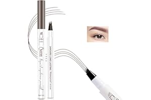 EONFAVE Microblading Eyebrow Pen - Eyebrow Pencil - Long-Lasting Brow Waterproof Eyebrow Pencil With Fork Tip - Brow Tint For Makeup Rapid Natural Brow Beginners (Brown)