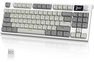 VGN GAMEPOWER RK86 Tastiera Meccanica Wireless, Apex Pro TKL TH80 Gasket Tastiera Gaming RGB 75%, 2.4Ghz/Bluetooth/USB-C con Schermo TFT, Manopola, Hot Swappable Interruttore Lineare, NKRO, per PC/MAC