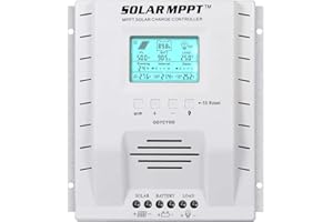 OOYCYOO MPPT 60A Solarladeregler 24V 12V Auto Max 100V DC Eingangssolarregler mit LCD Display und Temperatursensor, Funktioniert für Sealed, Gel, Flooded und Lithium.