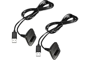 QUMOX 2Pack Câble de charge de 1,5 m pour Xbox 360, contrôleur sans fil Câble de charge USB compatible avec Microsoft Xbox360 / Xbox 360 Slim sans fil jeux contrôleur