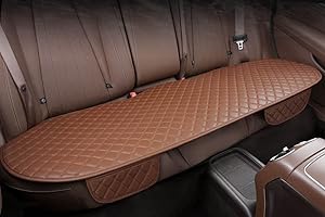 YUNZLAN Housse/Protecteur de siège de Voiture Universel en Cuir, Coussin de siège de Voiture Avant/arrière avec Fond antidérapant (café, 1pcs-Coussin-siège-arrière)