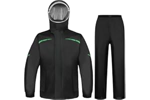 7VSTOHS Combinaison de Pluie Imperméable et Réfléchissante Homme, Splits Cyclisme Manteaux, Veste et Pantalon Imperméables 2 Pièces, Homme/Femme Blouson Léger Veste de Randonnée