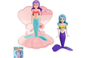 AISSZHAO 2P Mermaids Pool Diving Toys Set with Shell,Swimming Pool Sinking Toy Purple Mermaid Underwater Diving Toy,Kids Swimming Pool Toys Accessories,Little Princess Diving Games Training Girls Mermaid Gifts