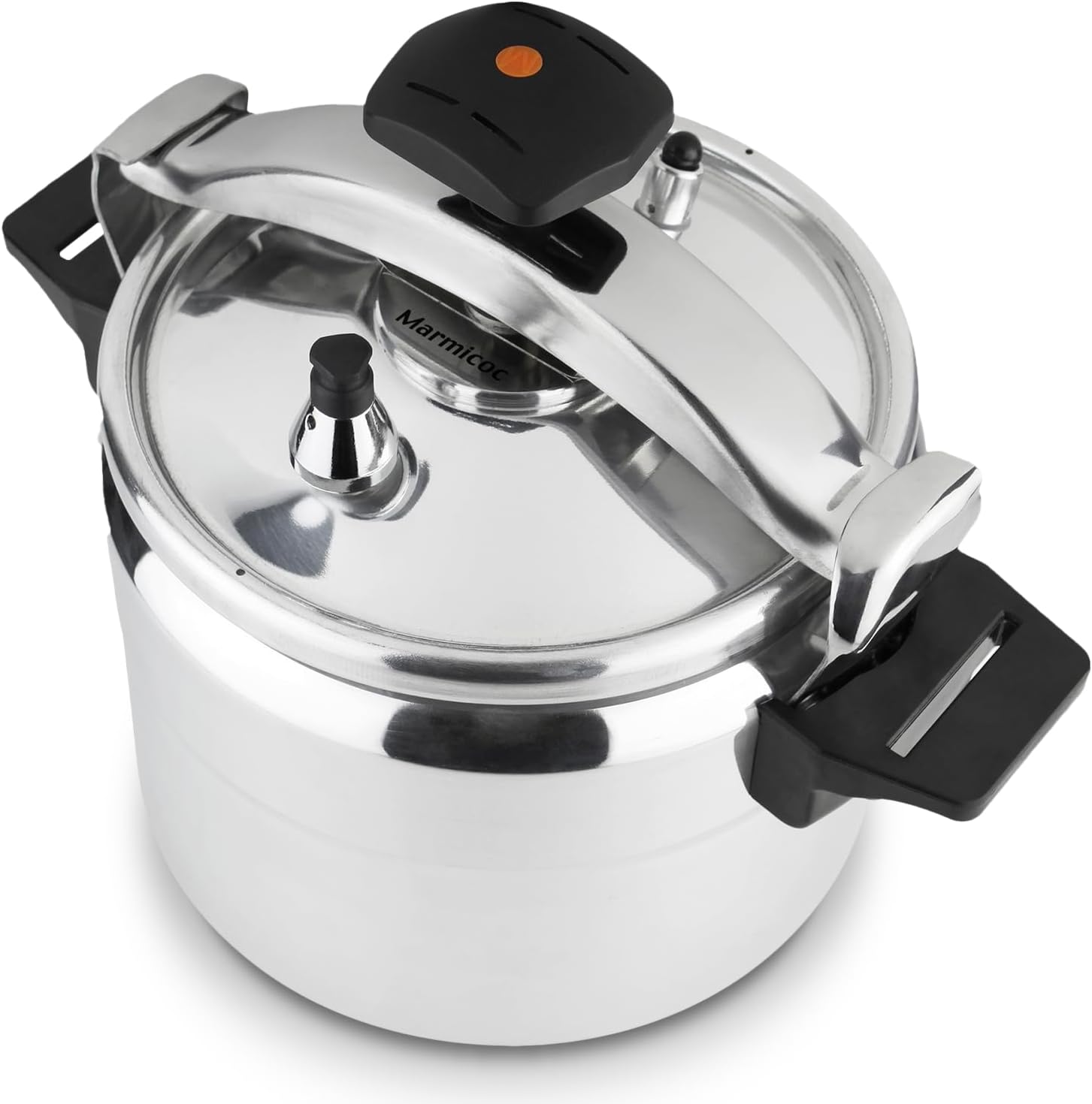 Marmicoc Alumax - Olla a Presión Tradicional de 8L, Aluminio Extra Grueso, 3 Sistemas de Seguridad, Compatible con Vitrocerámica, Gas y Eléctrica