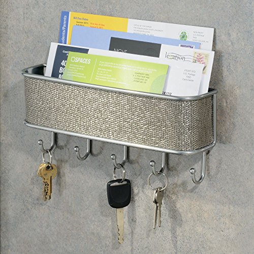 InterDesign Twillo Post-/Briefablage, Schlüsselbrett-Organizer für Eingangsbereich, Küche – Wandmontiert, Metallic - 2