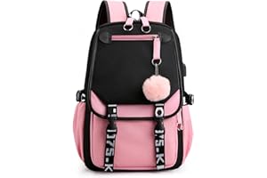 FANDARE Plecak szkolny dla dziewcząt, tornister szkolny, dla chłopców, z przyłączem USB do ładowania, dla nastolatków, plecak dzienny dla kobiet, uniwersytet, podróż, czas wolny, ergonomiczny plecak