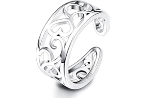 Milacolato Aperti Anello a Punta Regolabile per Donna in Argento 925 Ipoallergenico Zirconia Onda Fiore Cuore Fascia Polsino Anelli a Punta Spiaggia Estiva Sandali A Piedi Nudi Anello Gioielli Piede