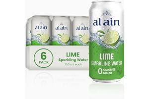 Al Ain Lime Sparkling Water 6x250ml Can ZERO Sugar, ZERO Calorie Lime Flavor