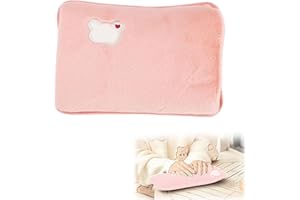 COMIOKE Bolsa de Agua Caliente Eléctrica, Botella de Agua Caliente, Saco Calienta Camas Portátil, Recargable Portátil Bolsa de Agua Caliente, Bolsa de Agua Caliente con Funda de Felpa, Ahorro de Energía