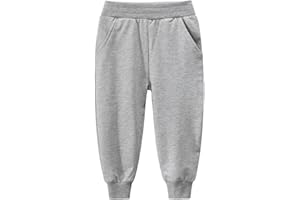aromm Ragazzi Pantaloni Sportivi Cotone Vita Elastica Casual Abbigliamento da Gioco Bambini Jogger con Tasche
