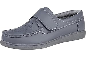 DEK Bowls Bowling Leather Velcro Fastening Flat Sport Unisex Breathable Shoes (Grey, UK 6)