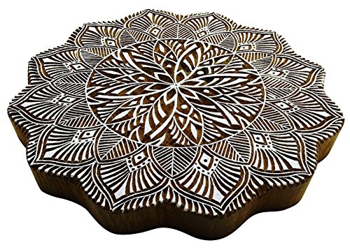 Dekorative Hand geschnitzte Blumen-Muster aus Holz Stempel Textildruck-Block - 2
