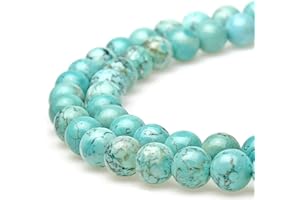 JARTC Perline per Braccialetti Energetico Braccialetto Yoga Braccialetto Fai da Te Perle di Pietra Turchese 65 Pezzi con Perle di Chakra, 34CM,6 mm