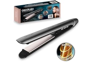 Cecotec Plancha de Pelo con Revestimiento de Queratina y Aceite de Argán RitualCare 880 Hidraprotect de Turmalina. Función Iónica, Temperatura Ajustable 160-220 ºC