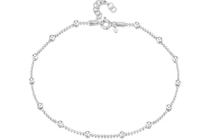 Amberta Tobillera Plata de Ley 925 para Mujer | Pulsera Tobillera Plata Italiana | Joyas Verano