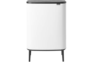 Brabantia Hi Bo Touch mecanismo de apertura con un toque - Cubo de basura con patas 60L, color blanco