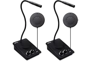 DAYTEE DAYTECH 2-Way Intercom System - Counter Speaker with Volume Control - Anti-Interference for Bank, Restaurant, Office, Hospital - 2 Pack