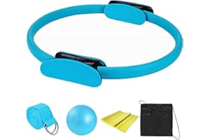 ALettous 5-teiliges Pilates-Ring-Set, 14" Yoga Fitness Magic Circle Pilates-Ausrüstungs-Kit für Heimtraining, inklusive Ball, Dehnungsgurt, Verlängerungsgurt und Trainingsring für Fitness