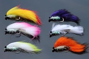 Tigofly Juego de 6 señuelos Zonker de 6 colores surtidos, para pesca con mosca, trucha, mosca, tamaño #2