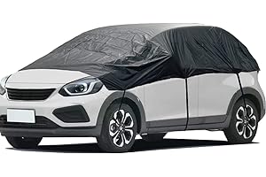 ‎BEXITA BEXITA Halbgarage Auto Winter Abdeckplane wasserdichte Autoabdeckung Halbe Autoplane Frontscheibenabdeckung Auto Scheibenabdeckung schützt vor Frost, Schnee und Sonne, Schwarz