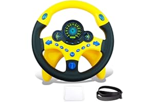 RedCrab Volant Jouet Enfants, Contrôleur de Conduite Portable Simulé à Rotation à 360 ° avec Son et Musique Jouet de Volant Voiture, Volant Jouet Éducatif Cadeau pour Garçons et Filles (Noir1)