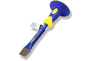 S&R Burin de Maçon Plat 25 x 300mm. Burin Professionnel acier 40 CR W avec pare-coups/protection de mains