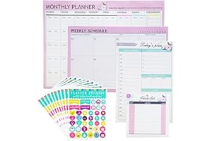 DEARLIVES Weekly Planner Pad Monthly Wall Desk Calender Student Planner Personal Organizer Undated Tear off Pages for College Students,Home & Office,150 sheets