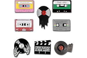 SEULLY 8 Pezzi Perni per Spilla Smaltati,Grammofono/Disco in Vinile/Spilla con Teschio,Spilla per Bambini Moda Donna Distintivo per Colletto Abbigliamento Borse Giacche Decor