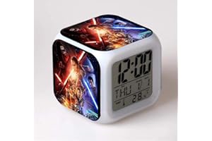 SXWY Réveil Numérique Star Wars, Lumières Colorées Réveil D'humeur Quartet Disponible USB Charge Convient pour Les Garçons Et Les Filles Enfants Cadeaux Spéciaux,3