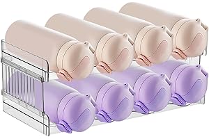 ‎COZYWIND 2er Flaschenhalter Flaschenregal Stapelbar Weinregal aus Kunststoff für 8 Flaschen Wasserflaschen-Organizer Flaschenauf Bewahrung Weinflaschenhalter für Kühlschrank Schrank Küche Vorratskammer