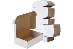 RLAVBL 254x178x77 mm (10x7x3 in) Shipping Boxes Set of 25, White Corrugated Cardboard Box for Packing, Mailing, Business