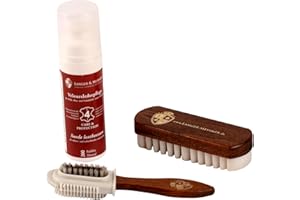 Langer & Messmer kit de cirage daim d'entretien de chaussures pour cuir suédé - Kit de cirage avec brosses à chaussures pour le cuir nubuck - Produit d'entretien pour rafraîchir les couleurs