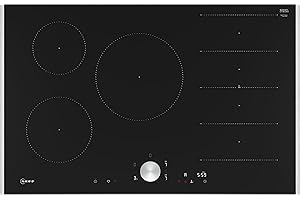‎NEFF NEFF T68TTV4L0, N 90, Induktionskochfeld, autarkes Glaskeramik-Kochfeld 80 cm breit, Twist Pad, Flex Induction, Home Connect, Smart Hood Automatic, aufliegend, Schwarz