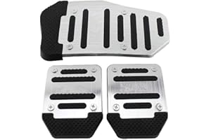 BININBOX 3 PCS Car Pedal Covers Clutch Brake and Throttle Pads, Non-Slip Brake Foot Pedals, Universal Car Manual Pedal Covers and Foot Rest (Silver)