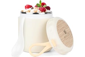 FENGQ Termo para Comida, Taza de cereales 400ML, Acero Inoxidable Contenedor Térmico con Cuchara, Contenedor de Yogur para Sopa, Papilla, Escuela, Oficina, Campings