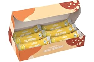 ‎OATSOME OATSOME® Lola Lemon | Bliss Balls | Zitrone-Mohn | Energy Balls Gefüllt Mit Zitronen-Mandelmus | Vegan & Glutenfrei | Ohne Zuckerzusatz | Bio & 100% Natürlich | Kraftvoller Snack | Dattel | 240g